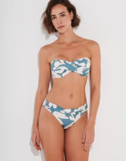 Floral Abstract Twist Front Bikini Pant - Puffy Sky
