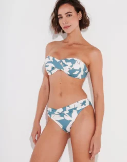 Floral Abstract Twist Front Bikini Pant - Puffy Sky