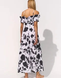 Florascape Ruffle Top Dress - Cream Black