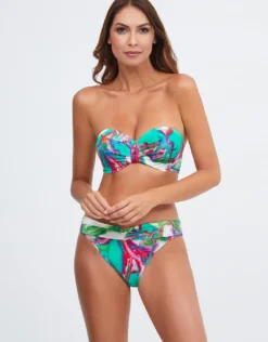 Frida Bandeau Bikini Top - Green Marble