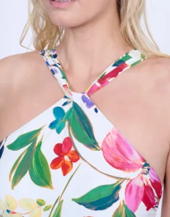 Garden Dream High Neck Swimsuit - Off White