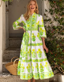 Gemma Dress - Lime Botanics