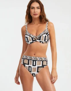 Geo Maxi Bikini Pant - Black White and Gold