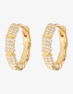 Gold Bamboo Hoop Earrings - Small