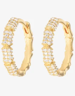 Gold Bamboo Hoops - Medium