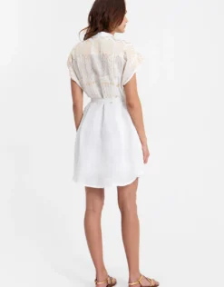Grape Mini Shirt Dress - White and Gold