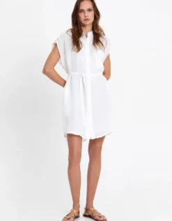 Grape Mini Shirt Dress - White and Gold