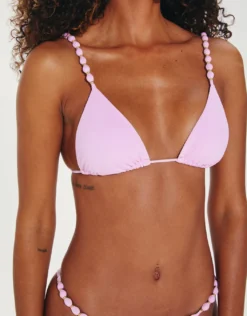 Grenadine Beads Parallel Tri Bikini Top - Lilac