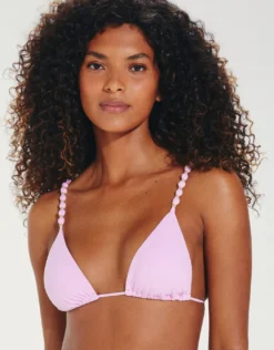 Grenadine Beads Parallel Tri Bikini Top - Lilac