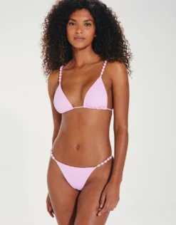 Grenadine Beads Parallel Tri Bikini Top - Lilac