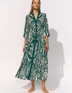 Halcyon Dress - Cream Teal