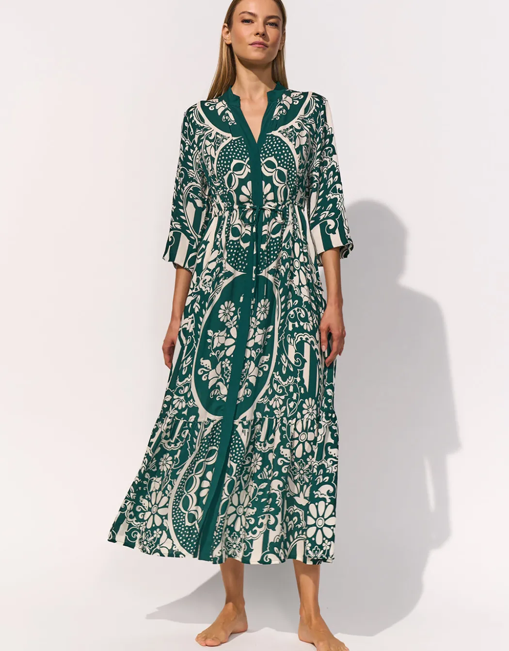 Halcyon Dress - Cream Teal