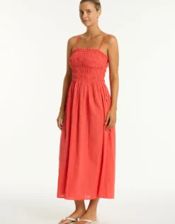 Heatwave Bandeau Dress - Flame