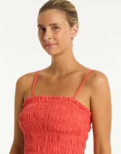 Heatwave Bandeau Dress - Flame