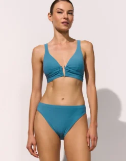 Honesty Banded Halter Bikini Top - Celest