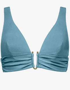 Honesty Banded Halter Bikini Top - Celest