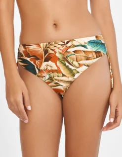 Hypnotic Adjustable Bikini Pant - Sepia Leaves