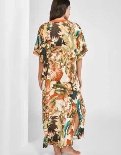 Hypnotic Maxi Kaftan - Sepia Leaves