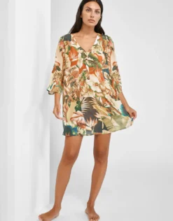 Hypnotic Tunic - Sepia Leaves