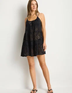 Ibiza Tie Back Short Sundress - Black