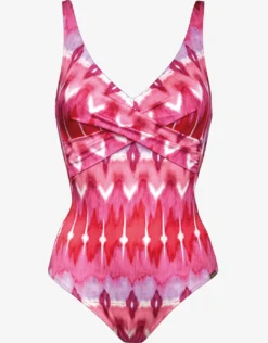 Ikat Energy Moulded Twist Front Swimsuit - Pinkwave