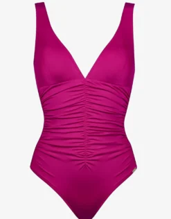 Impact Ruched Front Swimsuit - Berry Glaze