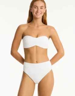 Interlace Bandeau Bikini Top - White