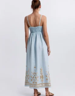 Ios Strappy Bandeau Dress - Ciel and Gold