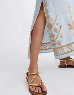 Ios Strappy Bandeau Dress - Ciel and Gold