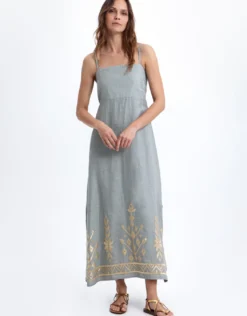 Ios Strappy Bandeau Dress - Light Grey and Gold