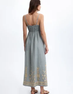 Ios Strappy Bandeau Dress - Light Grey and Gold