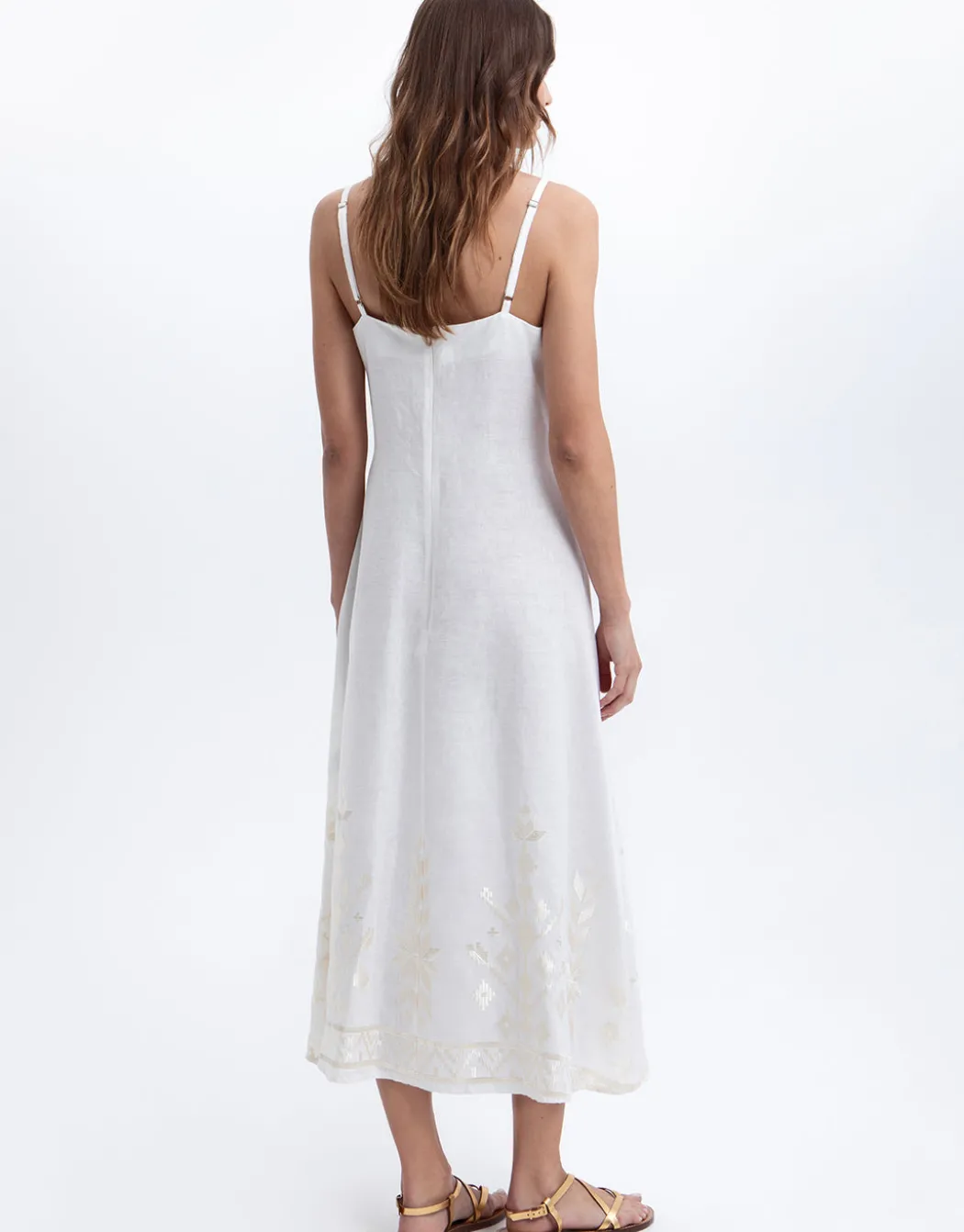 Ios Strappy Dress - White and Champagne