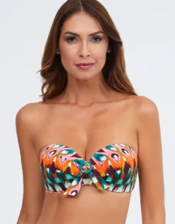 Ipanema Bandeau Bikini Top - Pink Multi