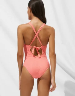 Island Nostalgia Cross Back Swimsuit - Ocean Coral