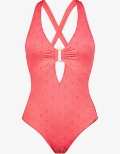 Island Nostalgia Cross Back Swimsuit - Ocean Coral