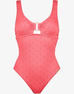 Island Nostalgia Ring Front Swimsuit - Ocean Coral