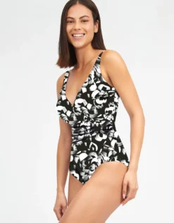 Island Wrap Front Swimsuit - Black and White