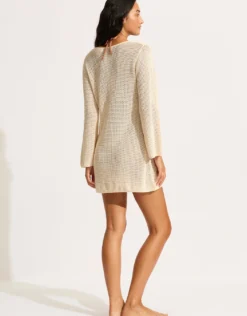 Isla Palm Knit Cover Up - Ecru