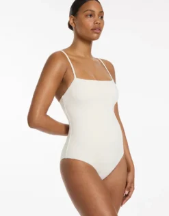 Isla Rib Minimal Tank Swimsuit - Cream