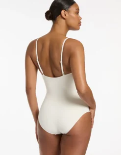 Isla Rib Minimal Tank Swimsuit - Cream