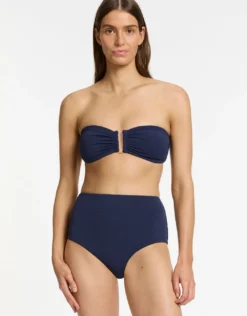Isla Rib U Trim Bandeau Bikini Top - Ink
