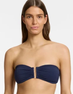 Isla Rib U Trim Bandeau Bikini Top - Ink