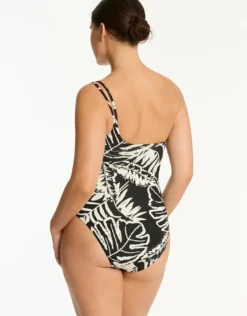 Jungle Book One Shoulder Ring Swimsuit - Black