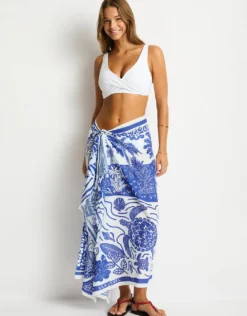 Jungle Lino Long Sarong - Blue