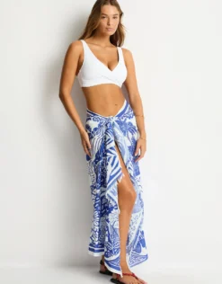 Jungle Lino Long Sarong - Blue