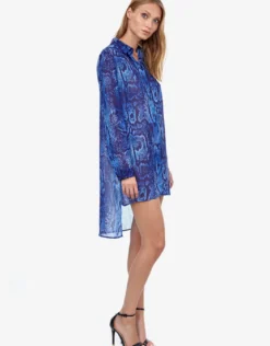Kalahari High Low Beach Blouse - Blue