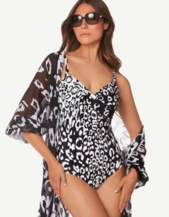 Kalina Underwired Crossover Swimsuit - Black and White