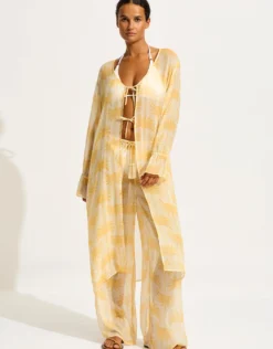 Kasbah Tie Front Cover Up - Ecru