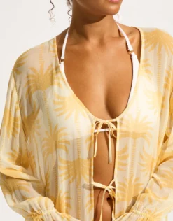 Kasbah Tie Front Cover Up - Ecru