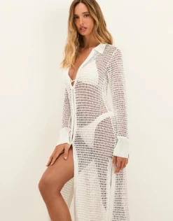 Knit Long Shirt Cover Up - Off White